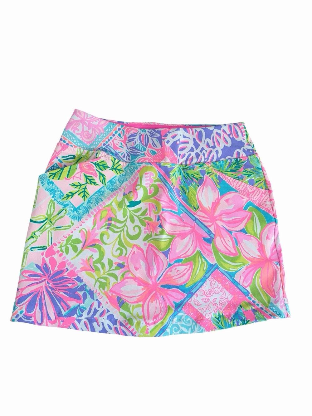 Lilly Pulitzer Luxletic Pink Floral Pull On Skort Golf Tennis Stretch Size 00
